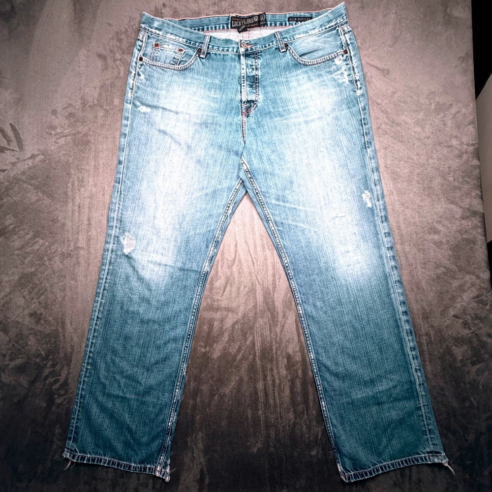 Vintage Lucky Brand Lucky Legend Slim Bootleg Distressed‎ Jeans Mens 40x31 Blue